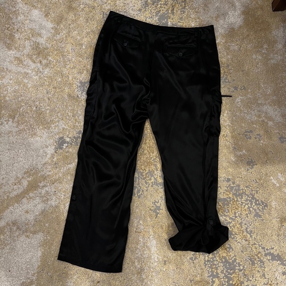 NWT Vintage Emanuel Ungaro 100% Silk Black Cargo Pants Size 12 - Picture 8 of 14